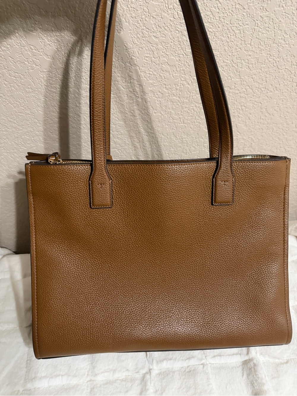 Tory Burch Thea Pebbled Leather Tote with Tassel in Moose Brown - Picture 10 of 15